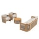preview thumbnail 14 of 14, Outdoor 4-Piece Wooden Sofa Conversation Set With Cushions