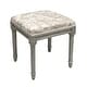preview thumbnail 2 of 1, Taupe Tuscan Floral Vanity Stool with distressed grey finish