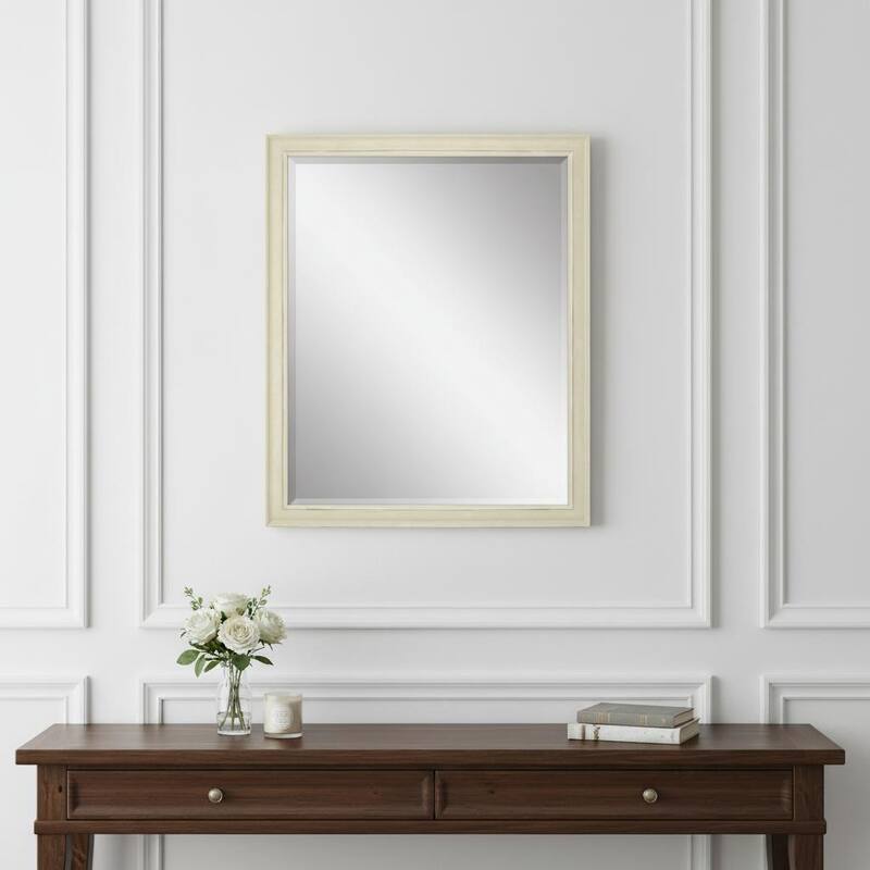 HomeRoots 32" White Solid Wood Framed Accent Mirror - 26.00 in. x 32.00 in. x 2.00 in. - 26.00 in. x 32.00 in.  x 2.00 in.