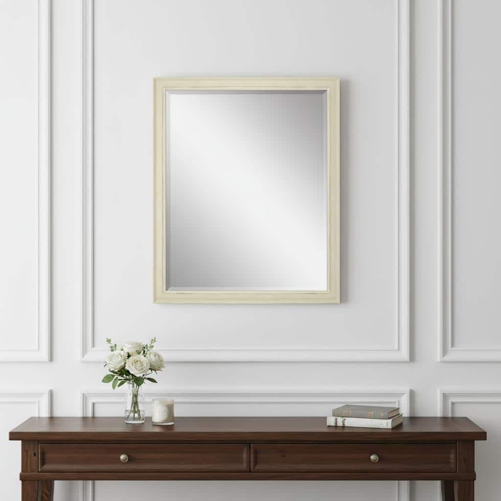 HomeRoots 32" White Solid Wood Framed Accent Mirror - 26.00 in. x 32.00 in. x 2.00 in.