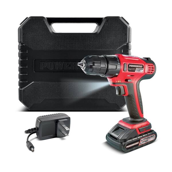 Shop Powerbuilt 20v Lithium Ion Cordless Drill And Bits Kit With Storage Case 641653 Overstock 15863399