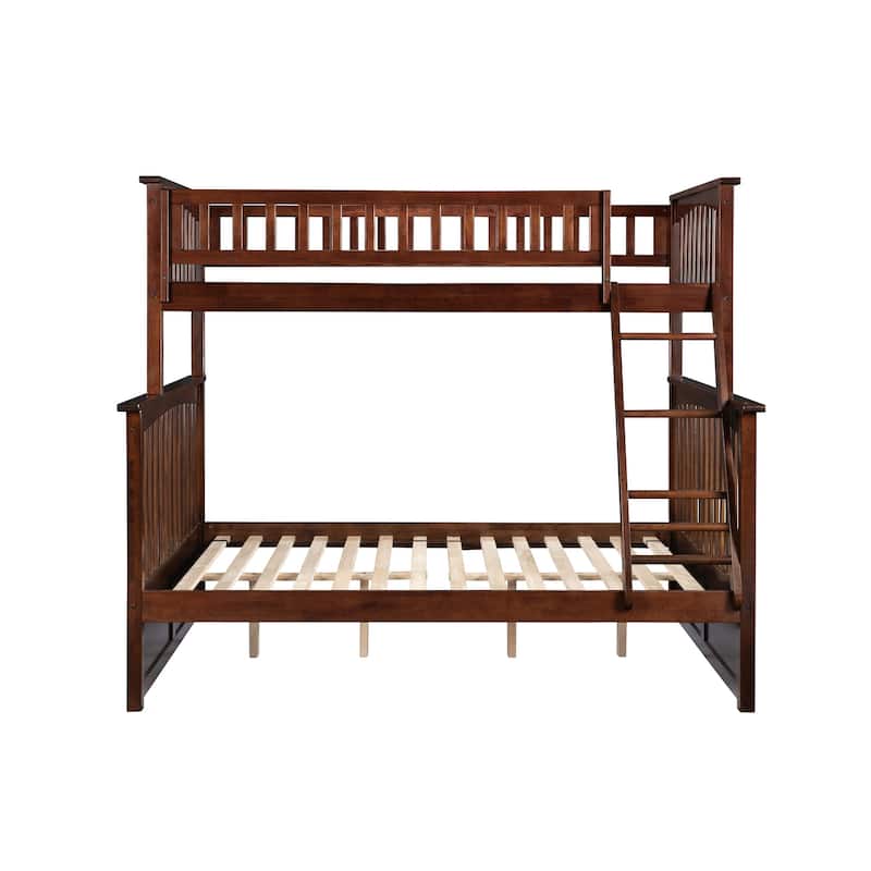 Columbia Bunk Bed Twin over Full with USB Charging Station in Walnut
