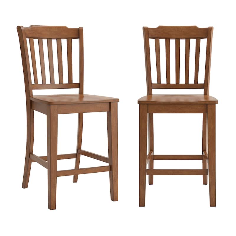 Ronda Slat Back Wood Counter Height Chairs (Set of 2) - Oak