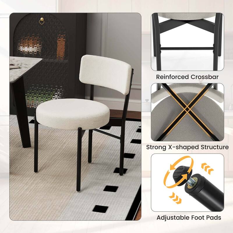 2/4 pcs Dining Chairs Sherpa Upholstered Kitchen Chairs Armless Chairs