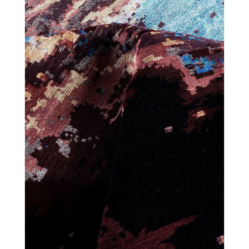 Ikat One-of-a-Kind Hand-Knotted Area Rug, Black - 9' 2" x 12' 3"