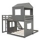preview thumbnail 21 of 39, Full double wooden bed with slide and guardrail, antique grey