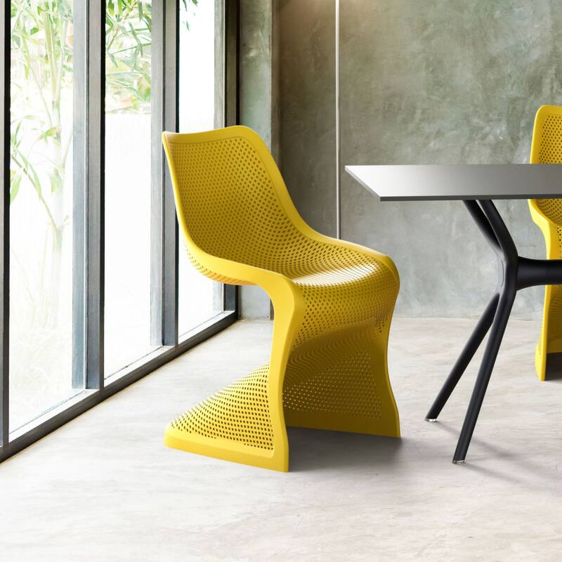 33.5" Yellow Outdoor Patio Dining Chair