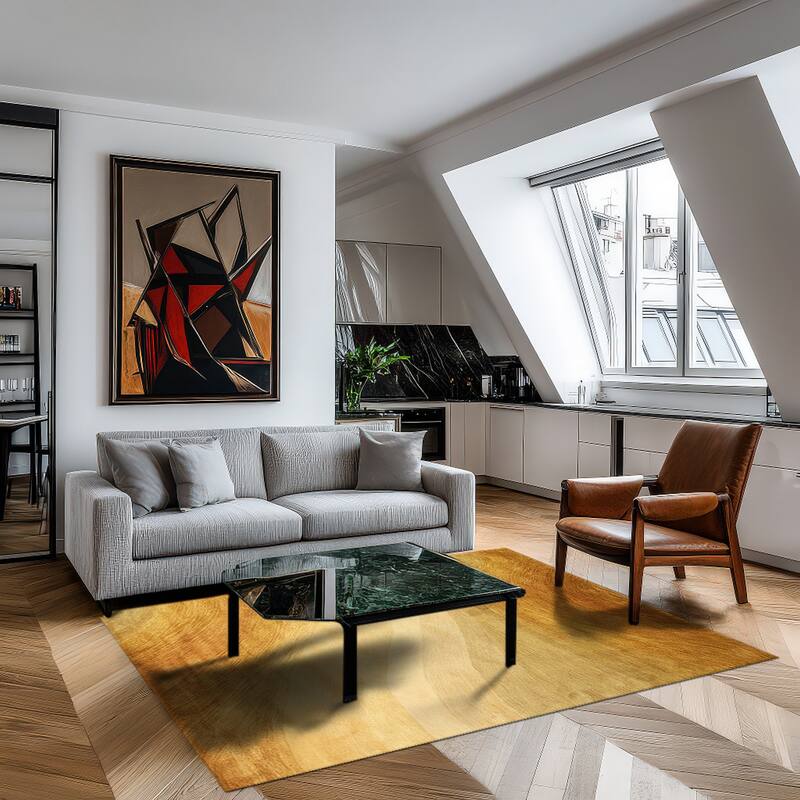 Hand-tufted Wool Gold Contemporary Abstract Morono Rug (5' x 8') - 5' x 8'