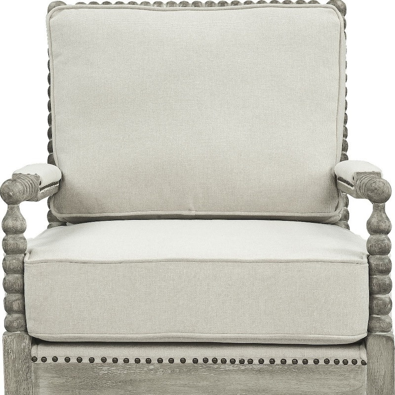 HomeRoots 35" Beige Linen And Gray Oak Solid Color Club Chair - 35