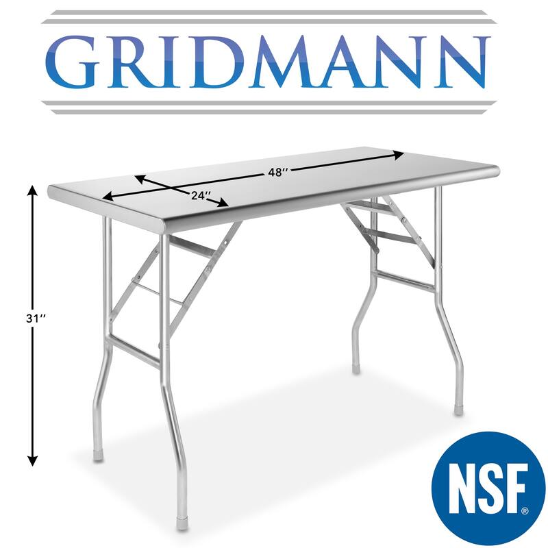 48 x 24in NSF Stainless Steel Folding Table