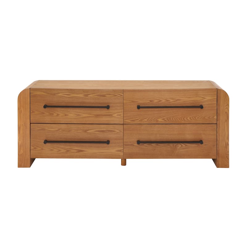 Christopher Knight Home - Nova Contemporary Natural Ash Veneer 4-Drawer Dresser with Sleek Black Handles