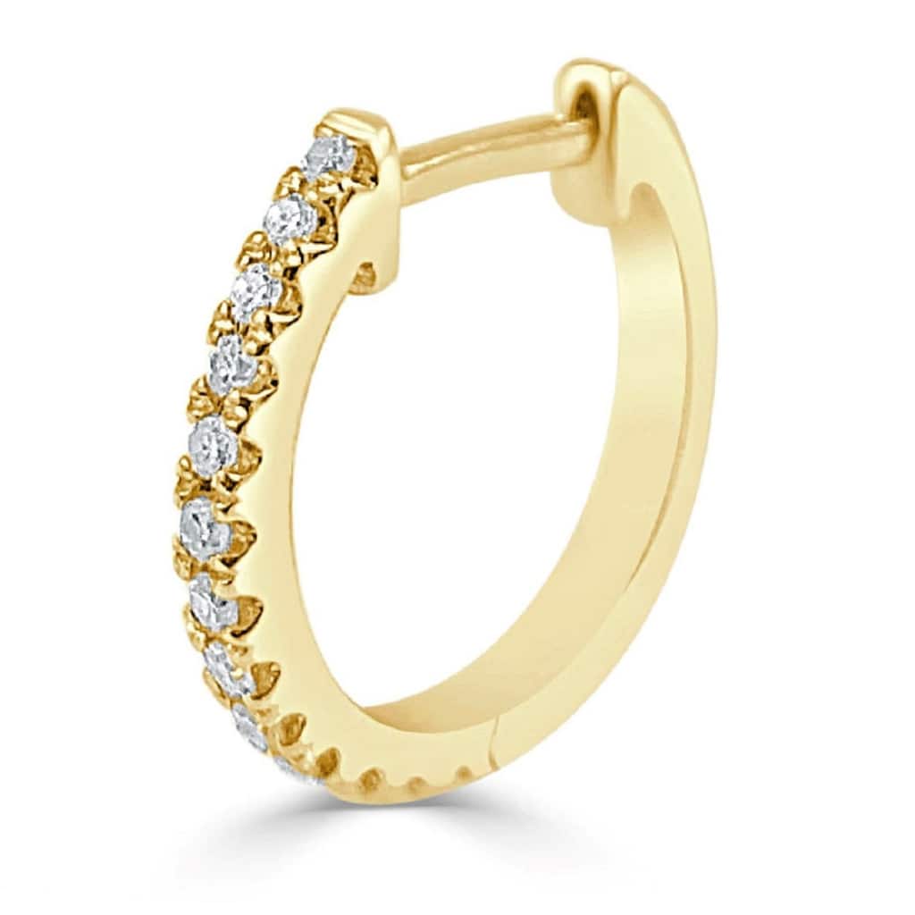 Joelle Collection Half-a-Pair Huggie Small Thin Hoop Earring 0.04 cttw. 14K Gold - Perfect for Second Hole - 12mm