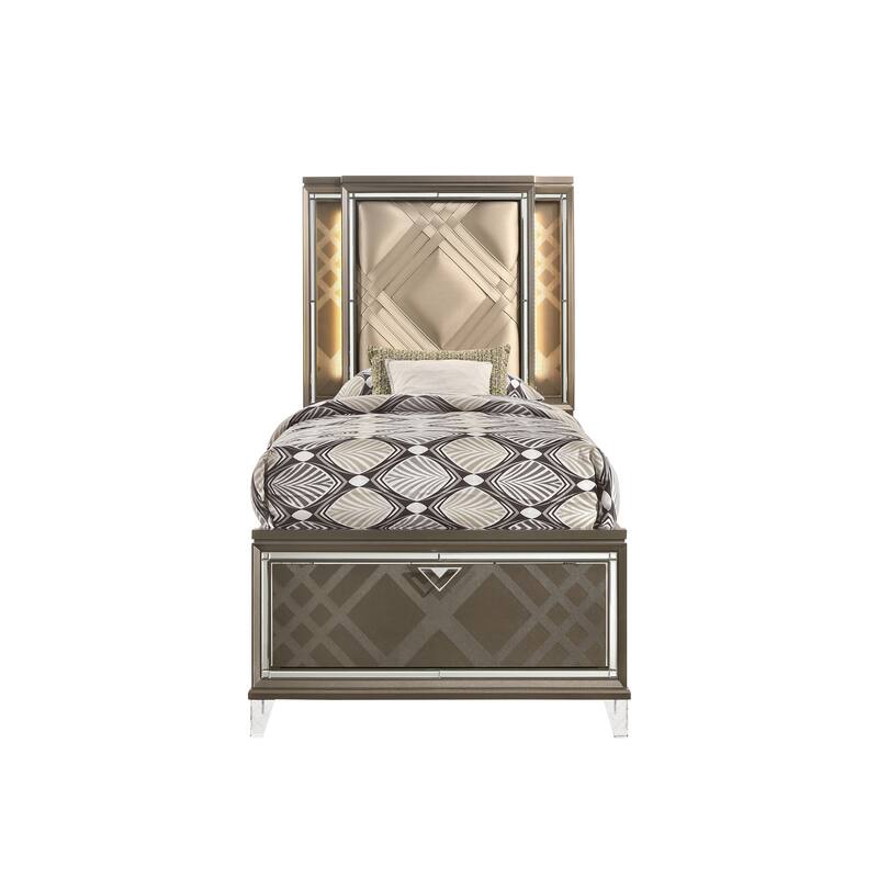 Livonia Dark Champagne Storage Bed with LED Touch Light