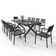 preview thumbnail 12 of 20, 11PC Outdoor Patio Aluminum X-Frame Dining Set Table with Stackable Chairs Umbrella Hole Table-Black&Chair-Black