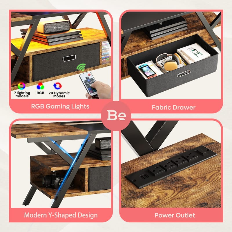 55 inch LED TV Stand for TVs up to 65 inch Media Console Entertainment Center with Drawer