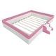 preview thumbnail 11 of 48, Upholstered Floor Bed Fence Bed Slat Platform Bed with Fence and Second Level Ladder, Anti-collision Frame for Kids Toddler