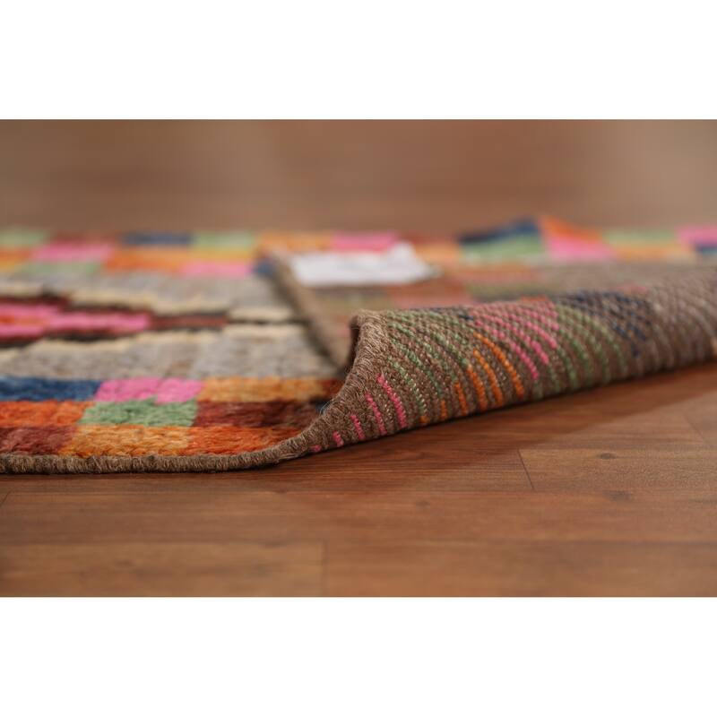 Checkered Moroccan Oriental Runner Rug Handmade Tribal Wool Carpet - 2'10" x 12'8"