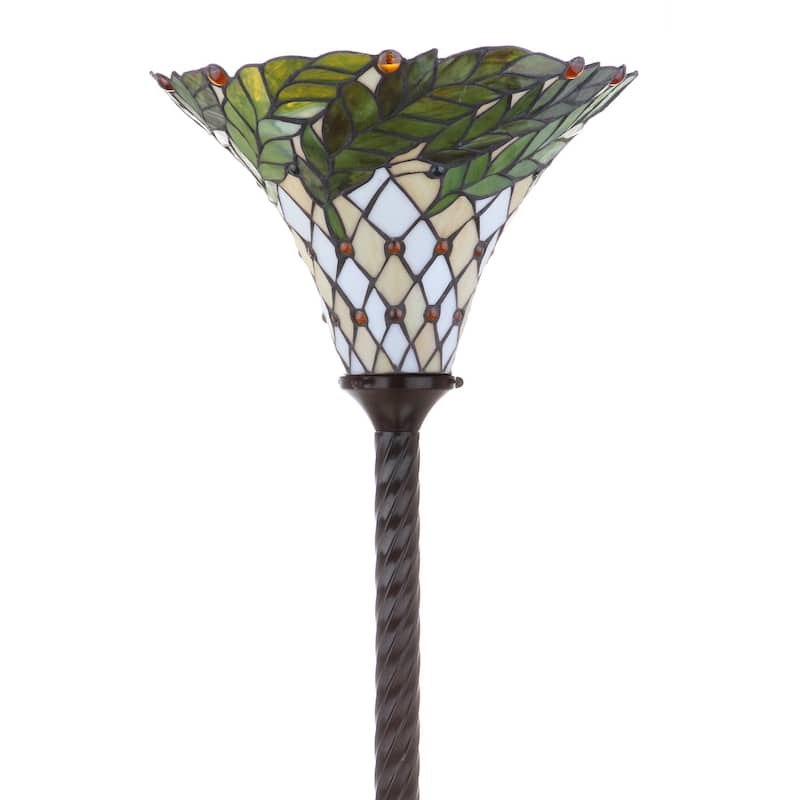 Moore Tiffany-Style 71" Torchiere LED Floor Lamp, Bronze by JONATHAN Y