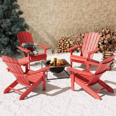 WINSOON All Weather HIPS Outdoor Plastic Adirondack Chairs Set of 4