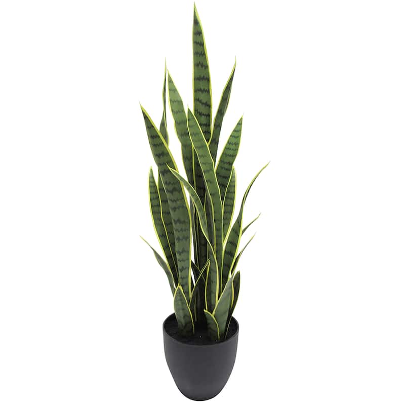 Artificial Sansevieria Snake Plant in Black Pot - 34" H x 12" W x 12" DP - Yellow