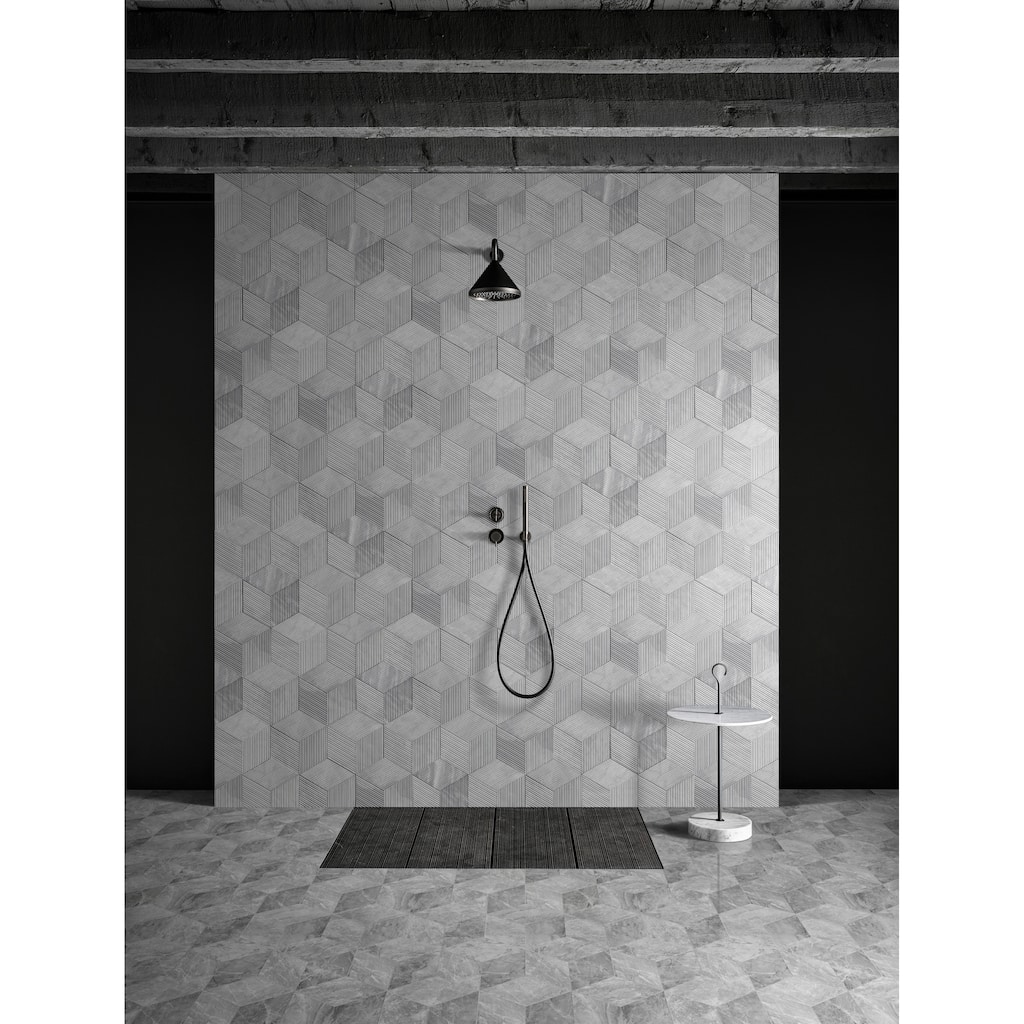 Roomfitters Hexagon Marble Tile for Wall and Floor, Polished Natural Stone, Genuine Marble, 12-Piece Box, Carrara Gray