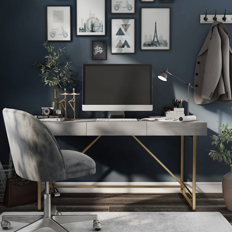 Vaiz Modern 60-inch Metal 3-Drawer Computer Desk with Drawers by Furniture of America