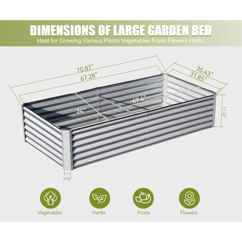 Thickened Metal Garden Beds Rust-Proof Garden Beds Outdoor Raised Flower Beds with Open-Ended Base and Support Rods for Garden