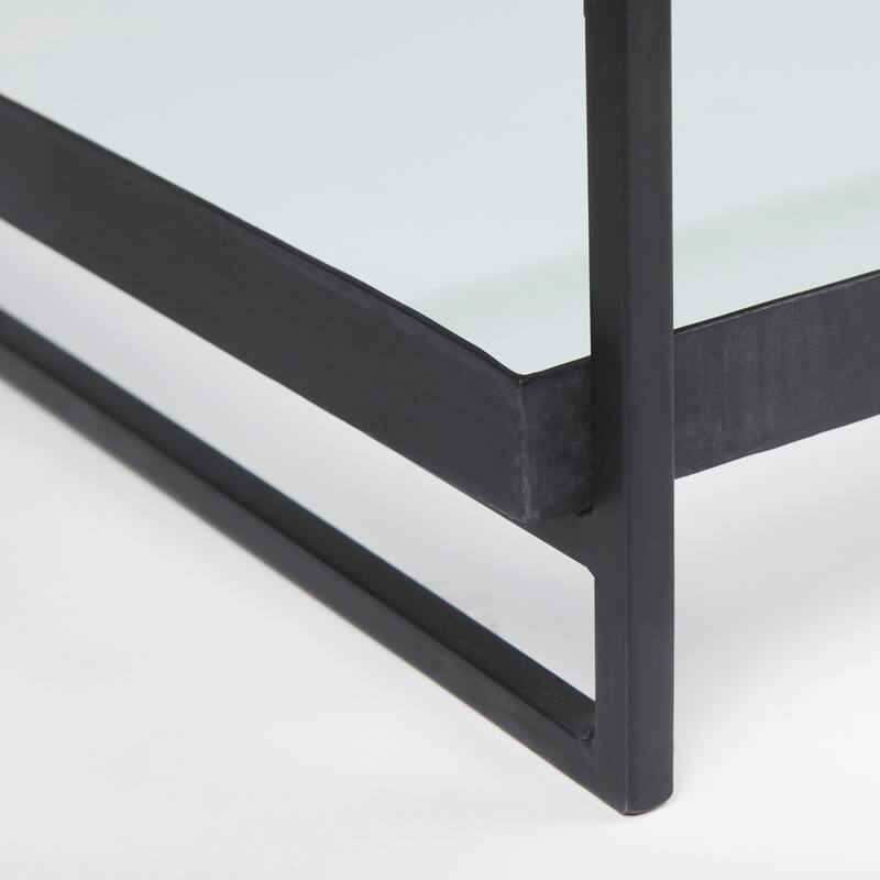 Trey Black Iron w/ Glass Rectangular Coffee Table - 56"L x 32"W x 17"H