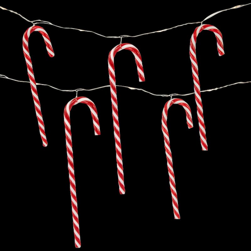 10-Count LED Candy Cane Micro Fairy Christmas Light Set 3ft Clear Wire - 3'