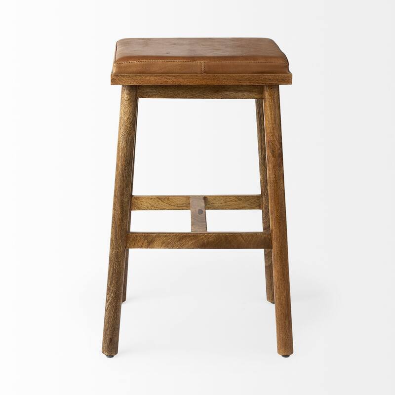 Eliza Leather Seat & Wood Frame Counter/Bar Stool