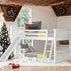 preview thumbnail 1 of 9, White Sturdy TBunk Bed with Built-in Slide and Ladder,Twin over Twin Kids Bed White