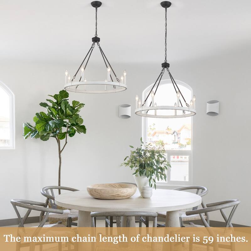 8-Light Candlestick Wagon Wheel Chandelier Linear Chandelier Lighting for Kitchen Island