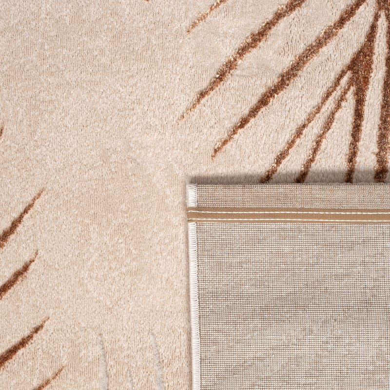 Elegant Area Rug with Textured Palm Leaf Design