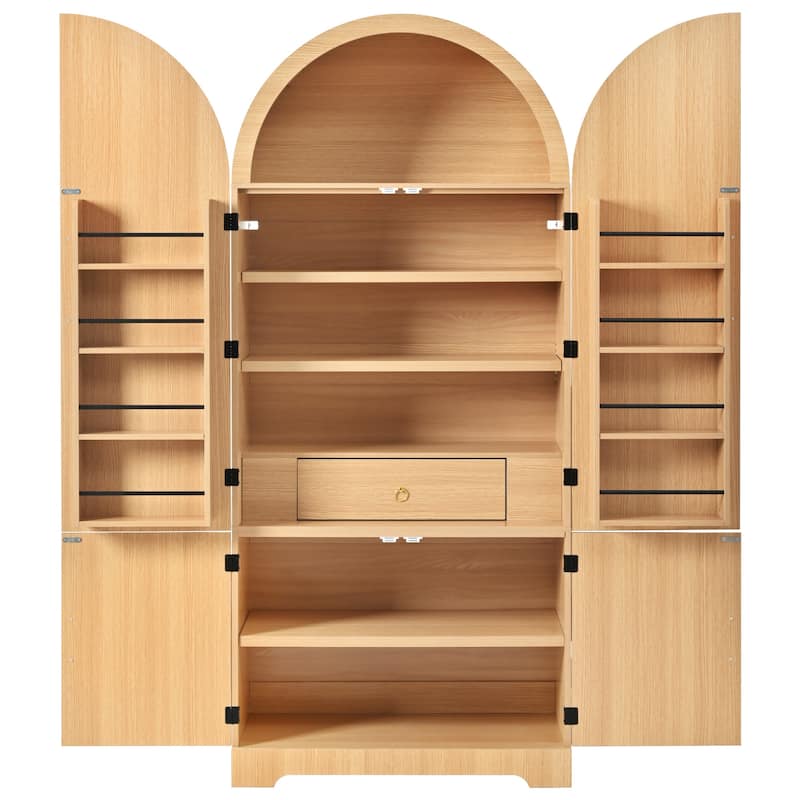 72" Arched Pantry Cabinet with 8 Shelves, Hidden Drawer for Kitchen, Dining & Bathroom