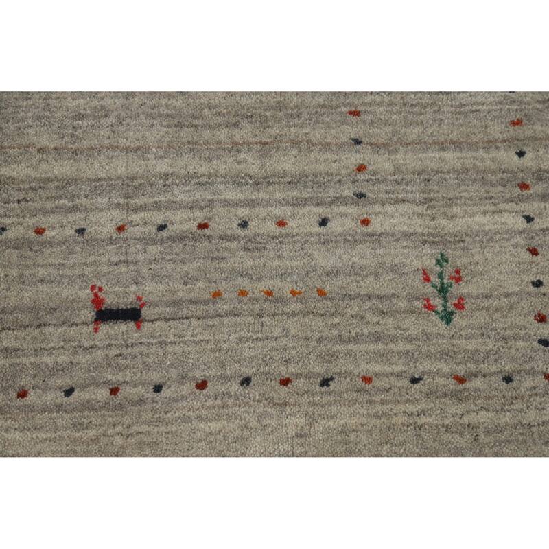 Hand Knotted Oriental 100% Wool Carpet Tribal Animal Pictorial Greys & Charcoal Gabbeh Area Rug - 7' 9'' X 5' 1''