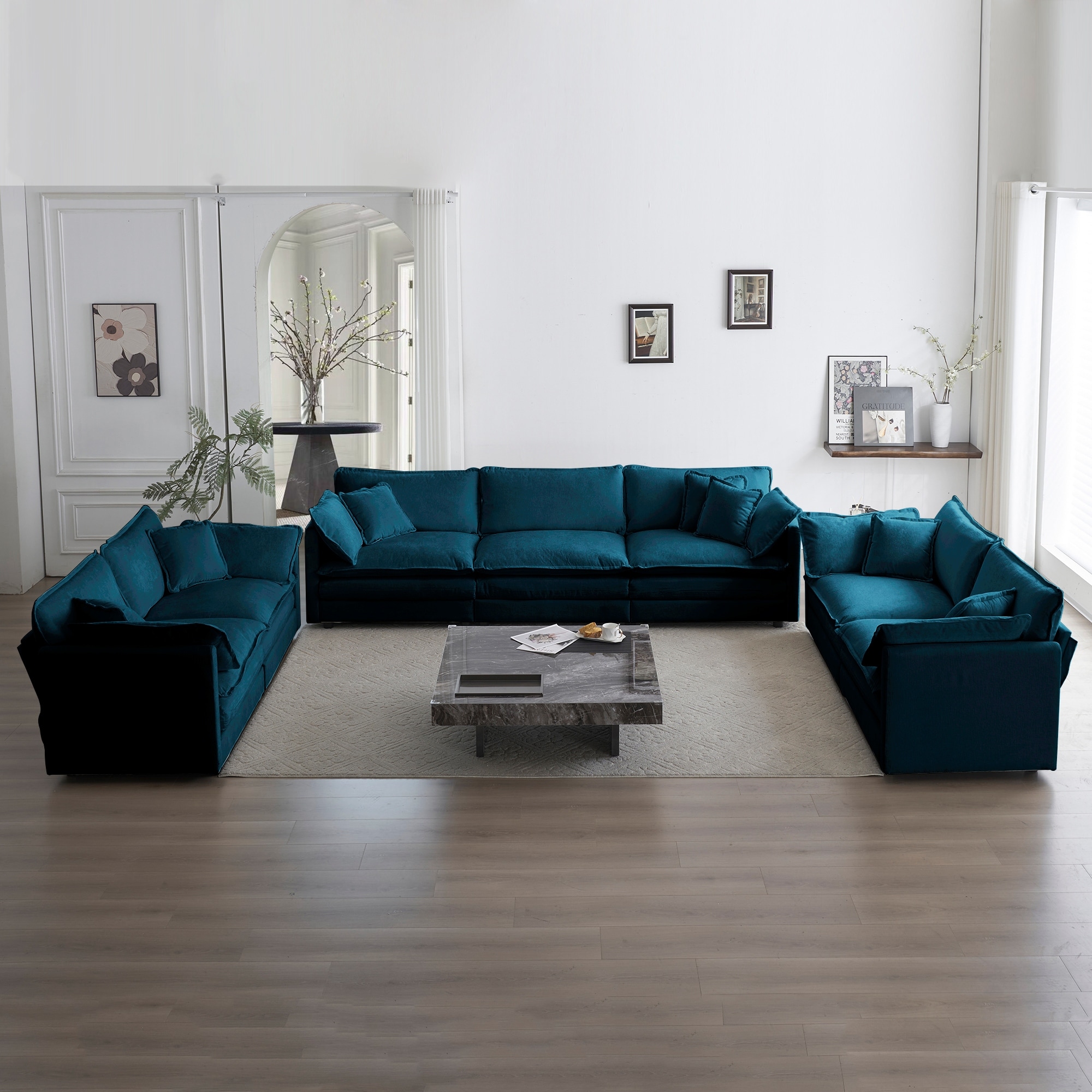 Cloud Chenille Upholstered Modular Sectional Sofa with DIY Combination Design