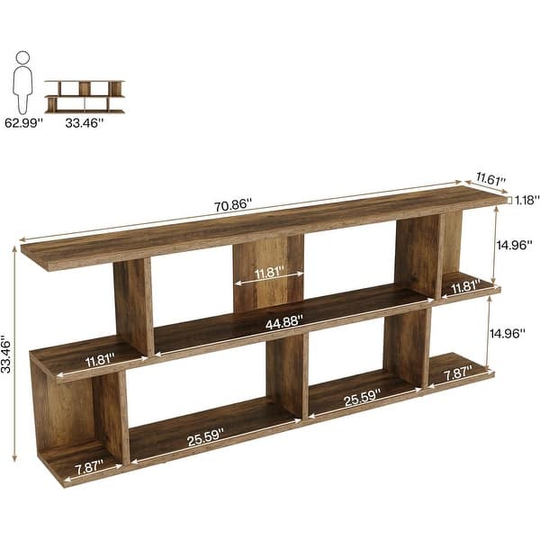 71 Inches Brown Wood Extra Long Console Table for Living Room - Bed ...