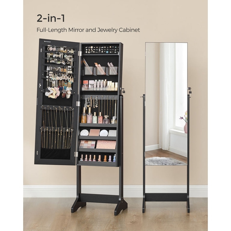 SONGMICS Jewelry Cabinet Armoire with Mirror, Wall/Door Mount