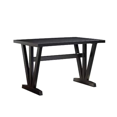 Rectangular Wood Dining Table 47 Inch - Dark Brown Finish with Trestle Base for Kitchen or Dining - 31.5