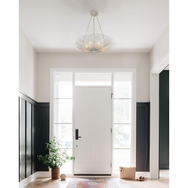 Doral 6 Light Matte White Chandelier - 24"W x 10"H x 24"D