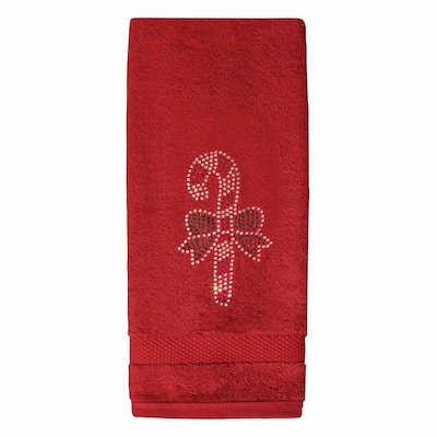 Sparkles Home Rhinestone Candy Cane Hand Towel