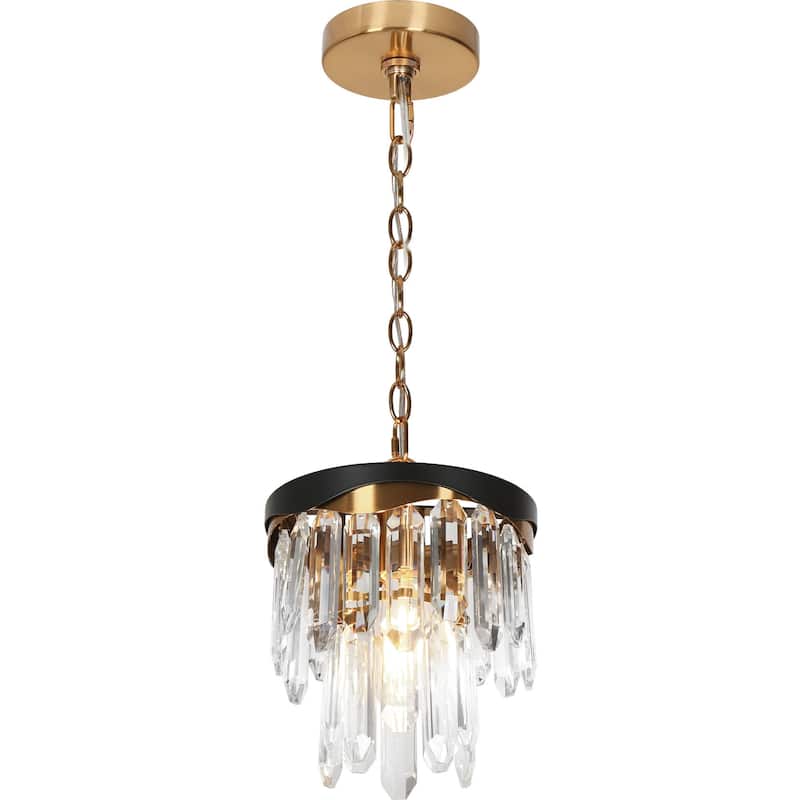 Modern Crystal Black Gold 1-Light Pendant Light for Kitchen Island Dining Room - 8.5" Dia. x 10" H