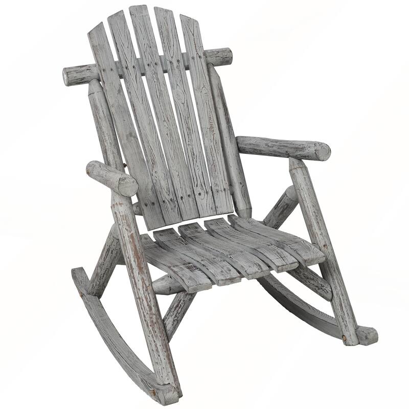 Durable Wooden Porch Rocker Chair for Outside - Light Gray