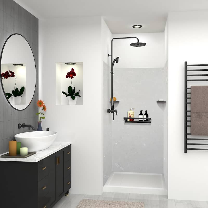 Transolid K-J20-SSC Shower Shelf Kit 20-in Jocelyn Grab Bar Shelf and 2 Corner shelves - 20x4x3 - Matte Black