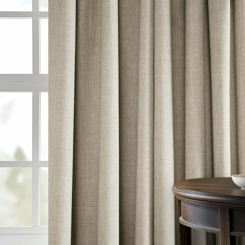 Exclusive Fabrics Solid Performance Linen French Pleated Thermal Blackout Curtains for Bedroom & Living Room Curtains (1 Panel)