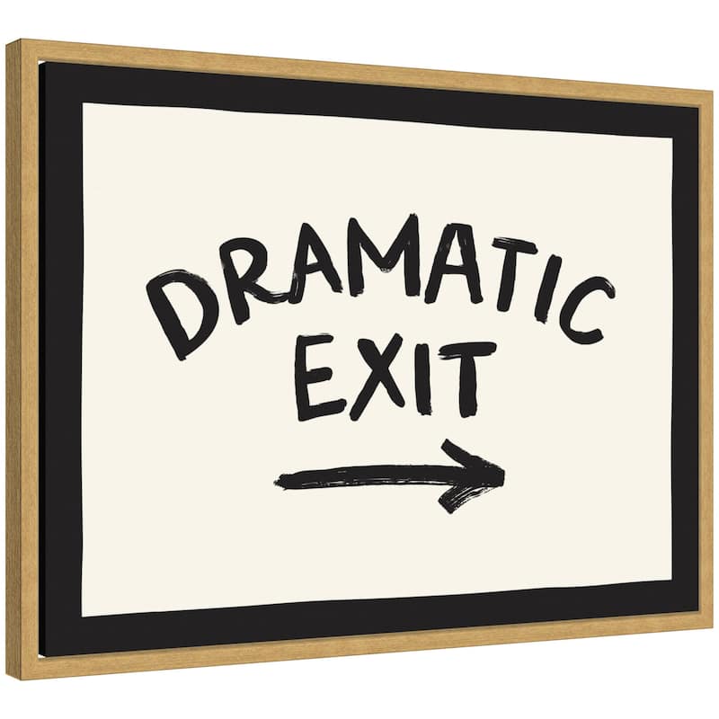Kate and Laurel Dramatic Exit Entryway Sign by Lucky Guava Framed Canvas Wall Art Print - 18x24