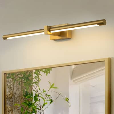 1-light 23.6 in. Modern Linear Cylinder Strip Wall Sconce Dimmable Tube Integrated LED Bathroom Vanity Light