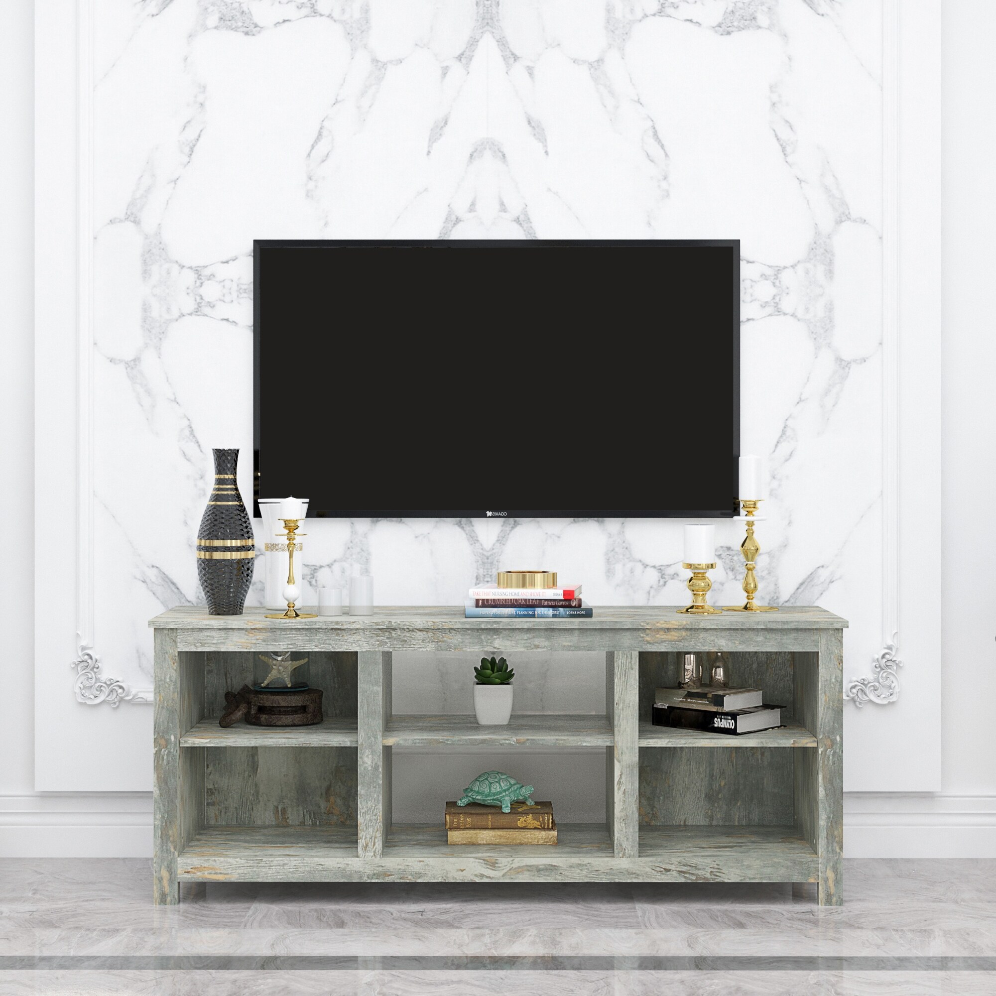 Living room TV cabinet with 4 storage compartments and 1 shelf