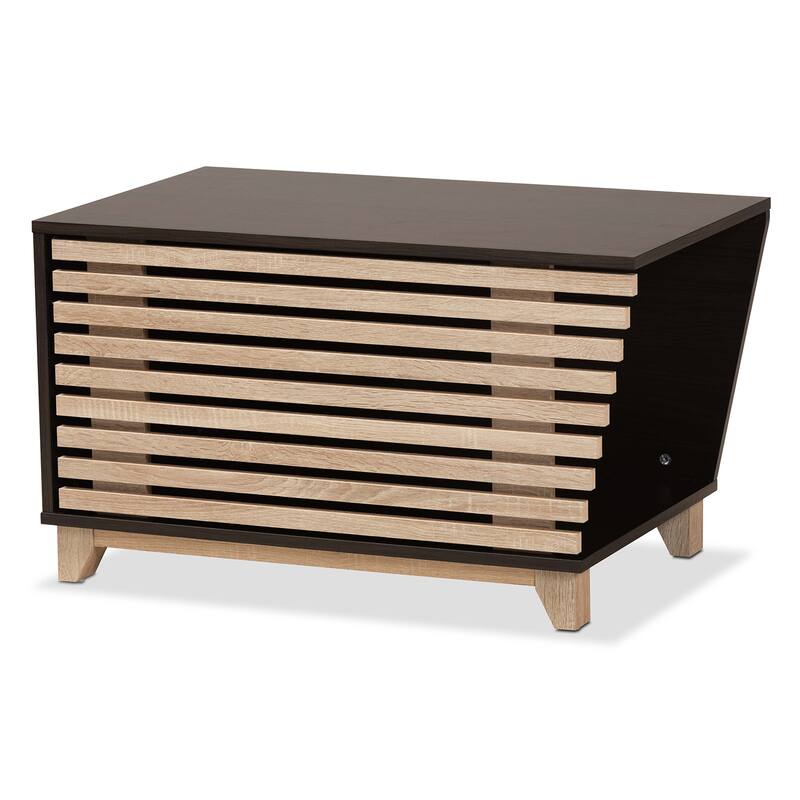 Eckhart Modern and Contemporary Two-Tone Wood Cat Litter Box & House - Dark Brown, Oak