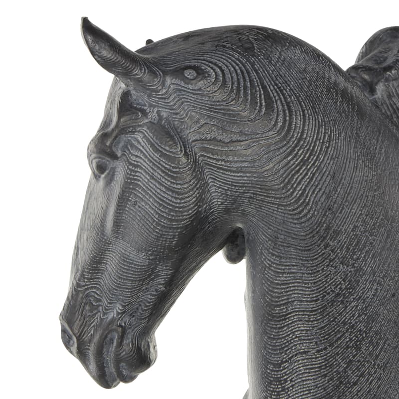 Resin Horse Bust Inspired Decorative Sculpture with Black Stand - Black - Roche River Decor